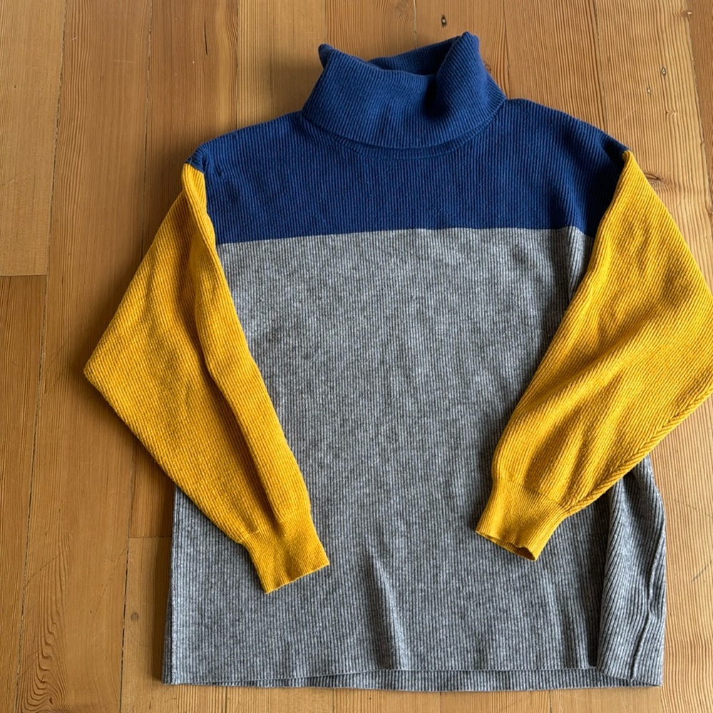 Free People color block turtleneck sweater. Size large. In great condition.